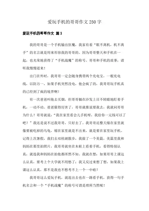 爱玩手机的哥哥作文250字