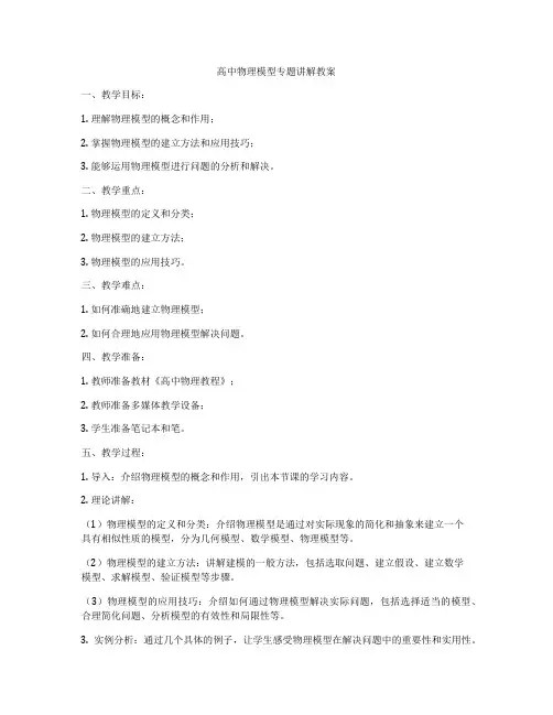 高中物理模型专题讲解教案
