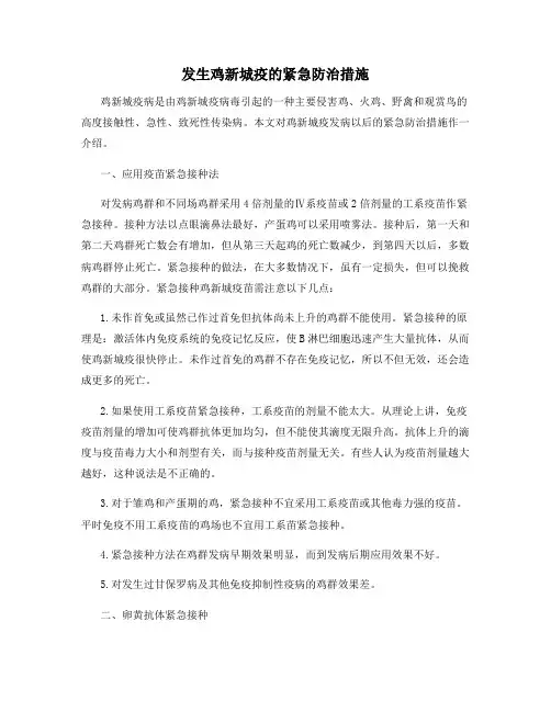 发生鸡新城疫的紧急防治措施