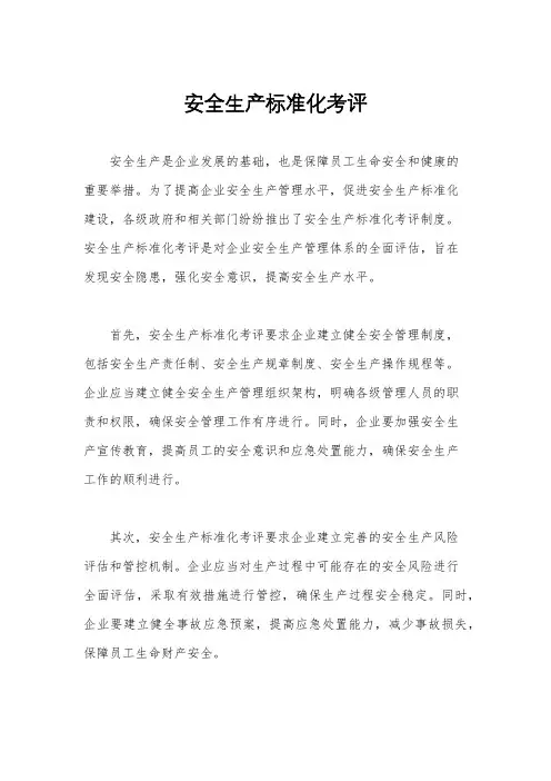 安全生产标准化考评