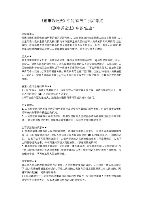 《刑事诉讼法》中的“应当”“可以”考点