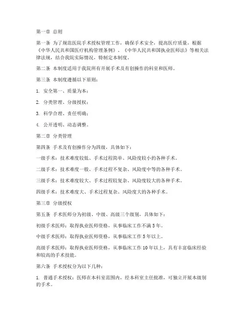 医院手术授权管理制度范本