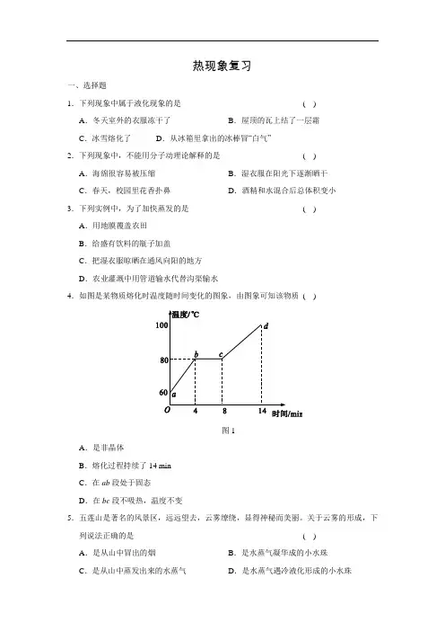 中考物理专题热现象习题