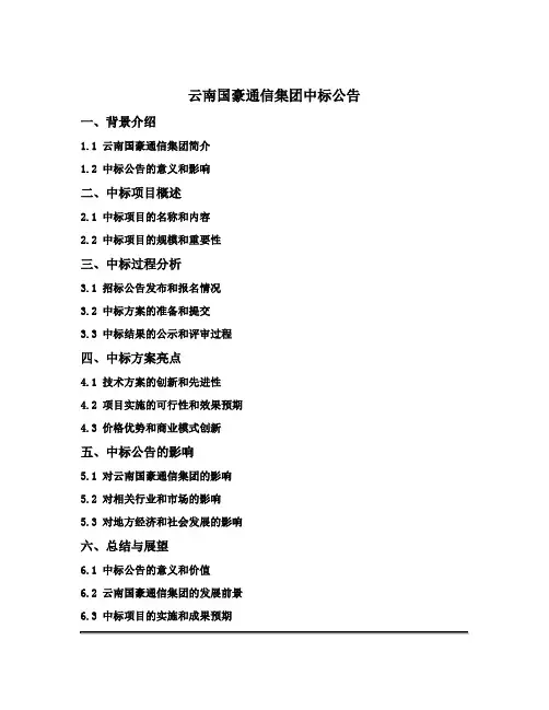云南国豪通信集团中标公告
