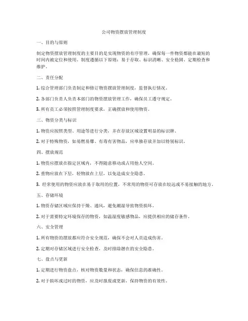 公司物资摆放管理制度
