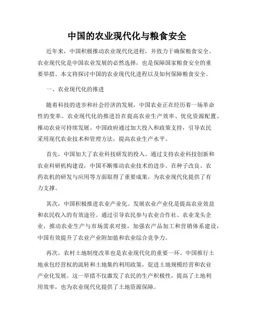 中国的农业现代化与粮食安全