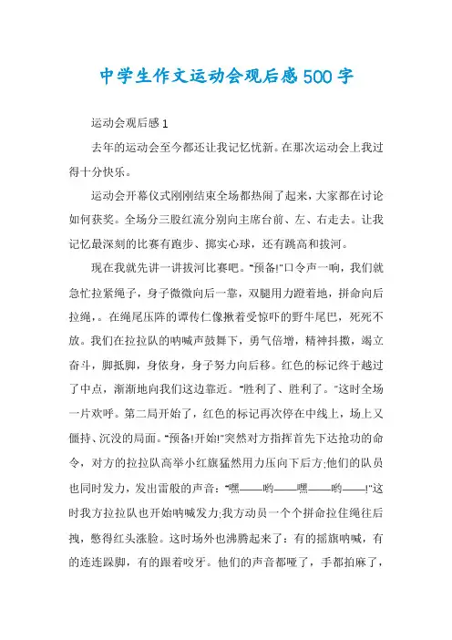 中学生作文运动会观后感500字