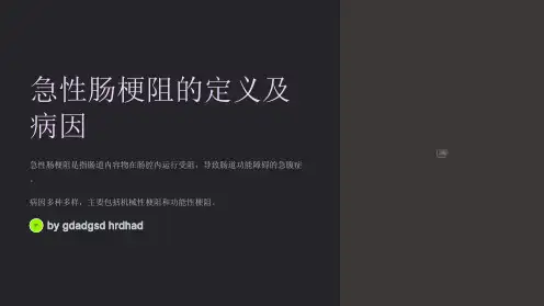 急性肠梗阻的影像学评估与救治路径