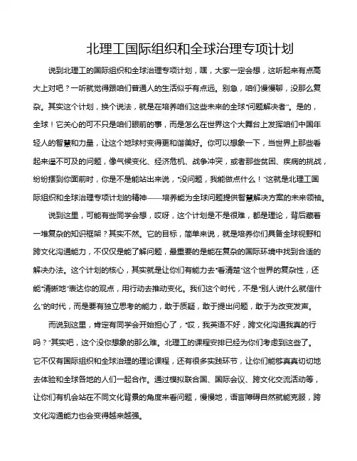 北理工国际组织和全球治理专项计划