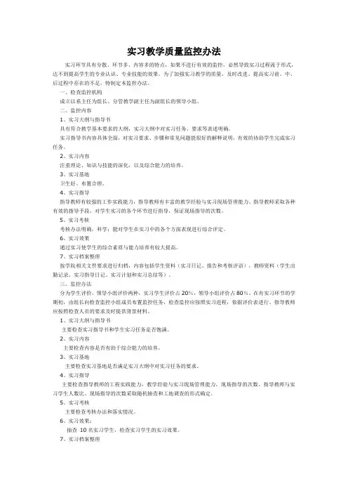 实习教学质量监控办法