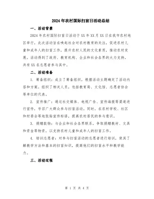 2024年农村国际扫盲日活动总结