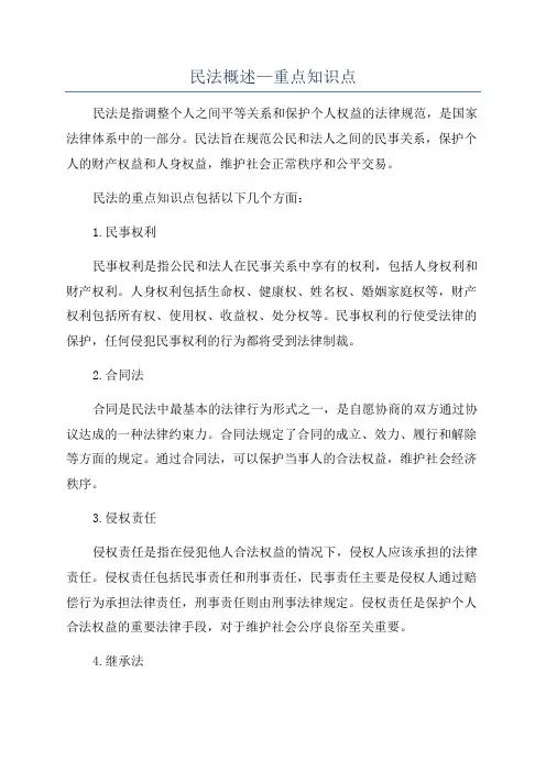 民法概述—重点知识点