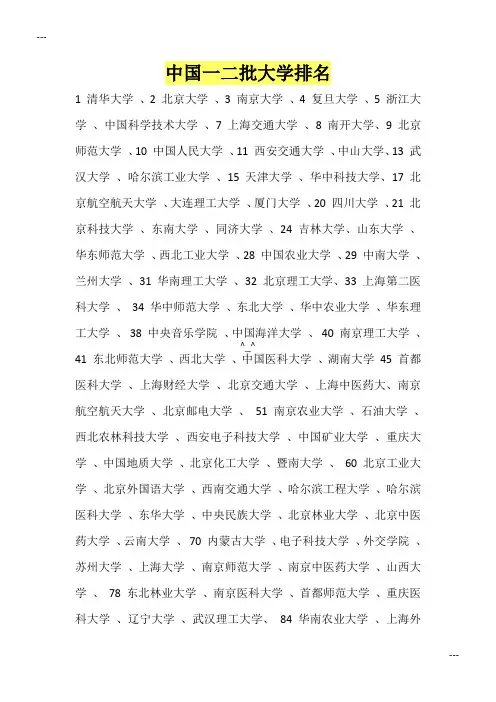 （下载保存以备留用）中国一本、二本大学排名（最新）_GAOQS