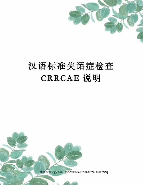 汉语标准失语症检查CRRCAE说明