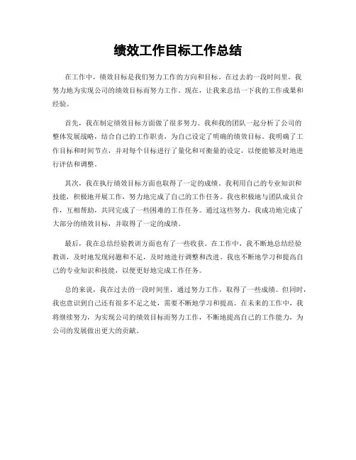 绩效工作目标工作总结