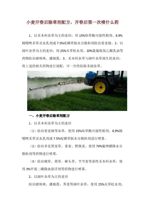 小麦开春后除草剂配方,开春后第一次喷什么药