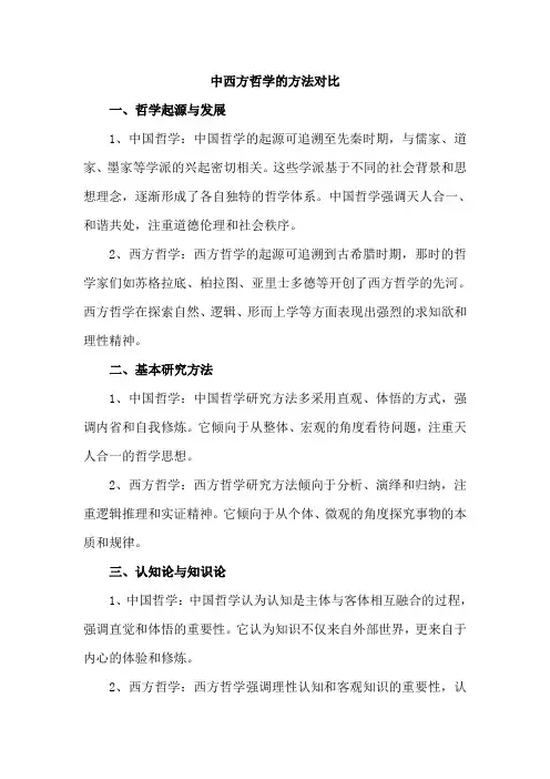 中西方哲学的方法对比