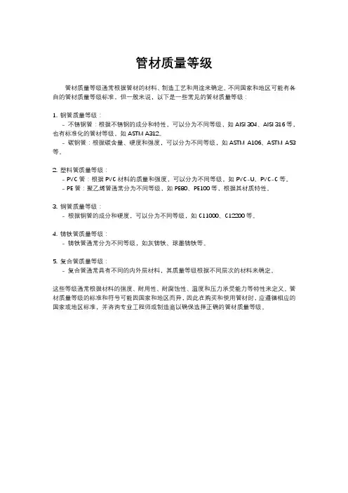 管材质量等级