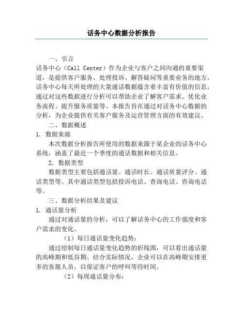 话务中心数据分析报告