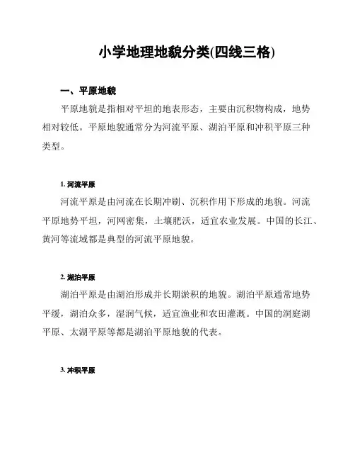 小学地理地貌分类(四线三格)