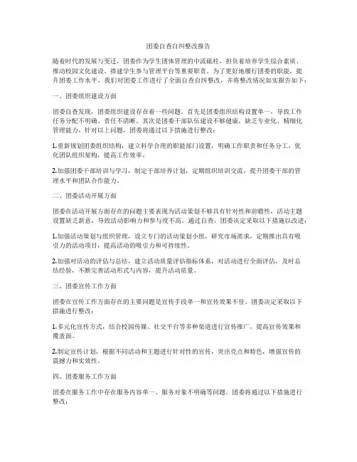 团委自查自纠整改报告