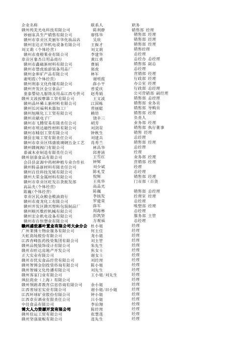 赣州企业名录
