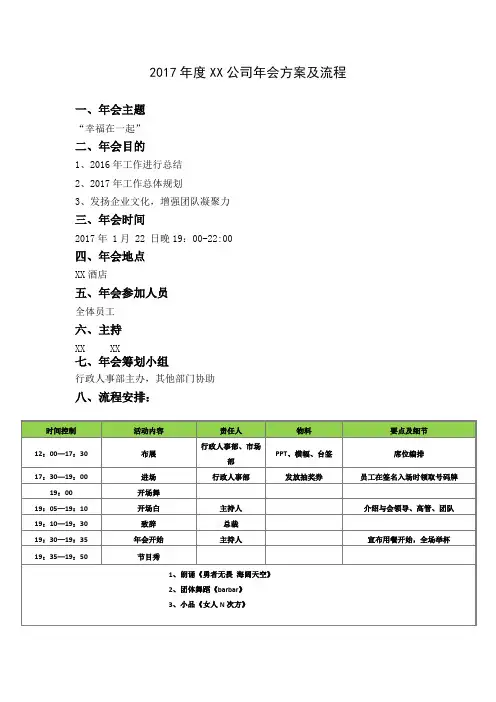 2017公司年会方案及流程
