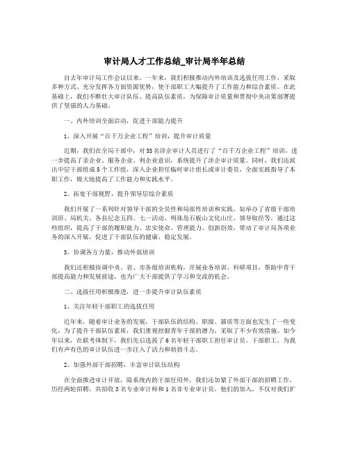 审计局人才工作总结_审计局半年总结