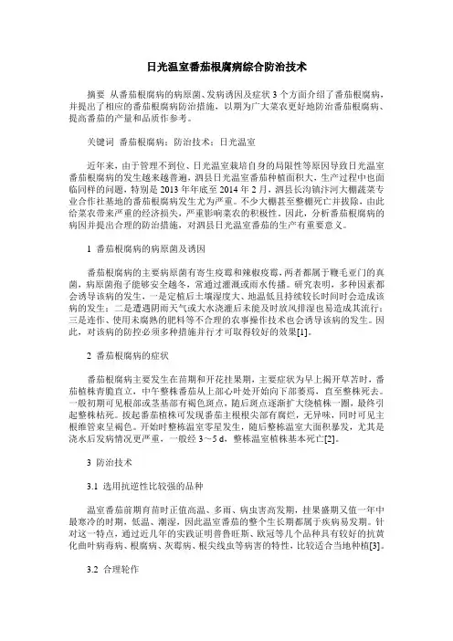 日光温室番茄根腐病综合防治技术