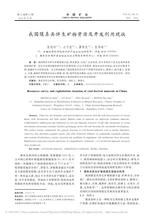 我国煤系共伴生矿物资源及开发利用现状