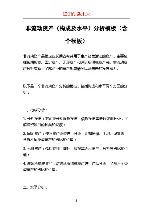 非流动资产(构成及水平)分析模板(含个模板)