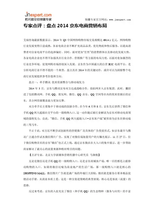 专家点评：盘点2014京东电商营销布局