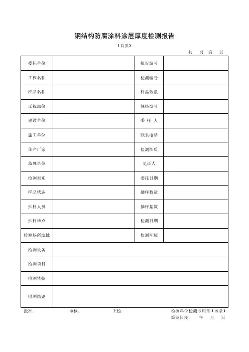钢结构防腐涂料涂层厚度检测报告