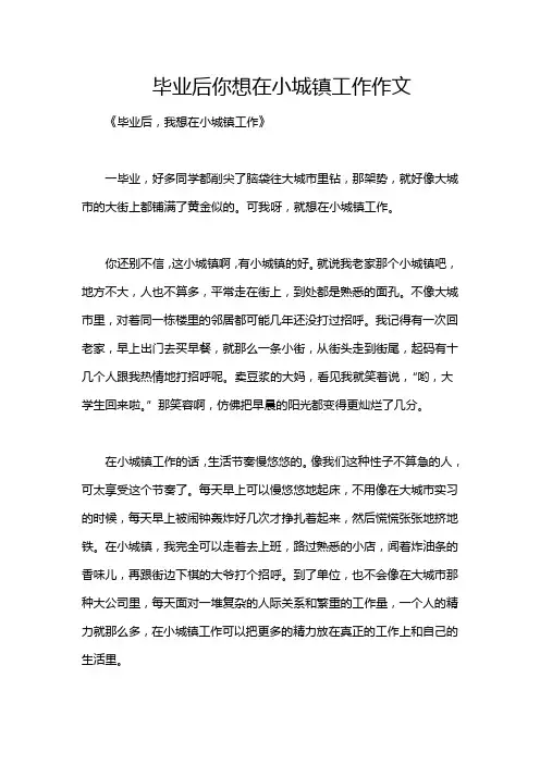 毕业后你想在小城镇工作作文