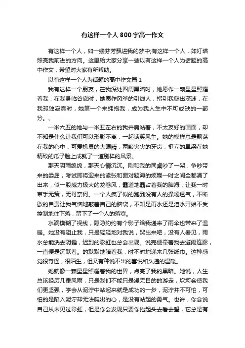 有这样一个人800字高一作文