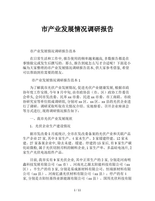 市产业发展情况调研报告