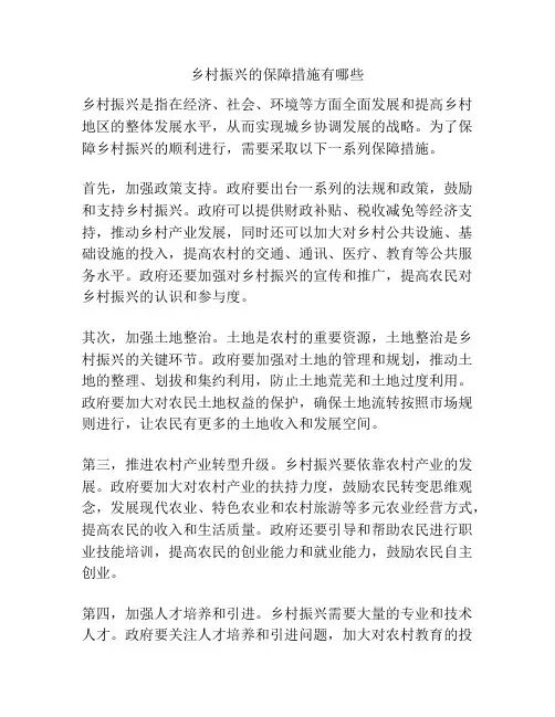 乡村振兴的保障措施有哪些