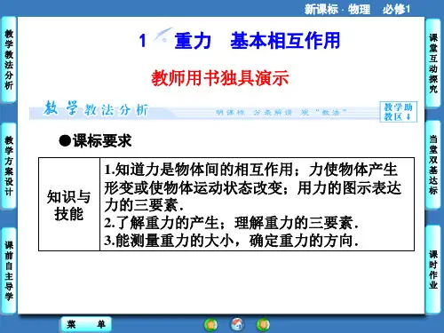 课堂新坐标物理人教版必修1课件3.1重力基本相互作用