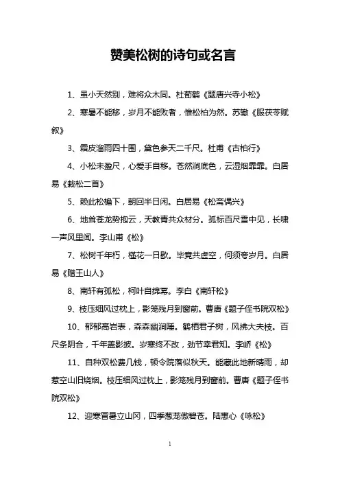 赞美松树的诗句或名言