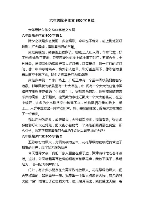 六年级除夕作文500字9篇
