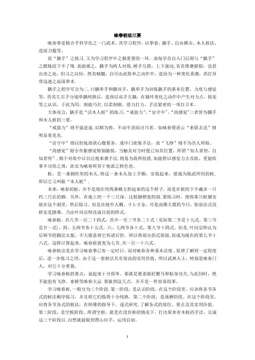 叶问亲传116式咏春木人桩法