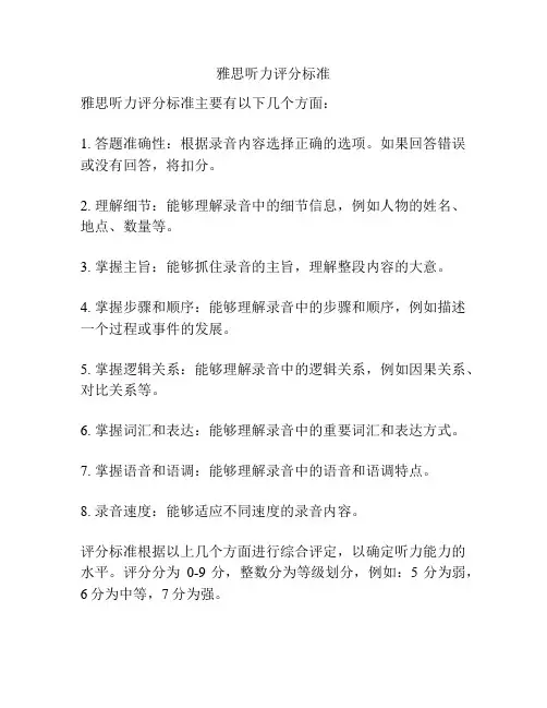 雅思听力评分标准