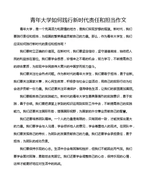 青年大学如何践行新时代责任和担当作文