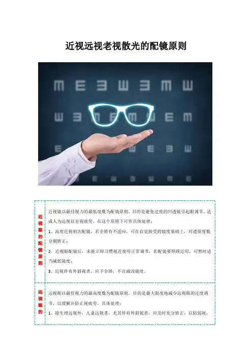 近视远视老视散光的配镜原则