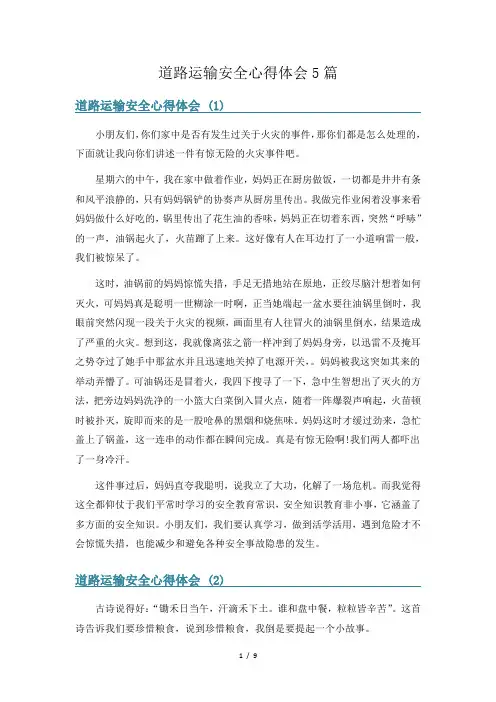 道路运输安全心得体会5篇