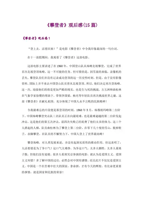《攀登者》观后感(15篇)