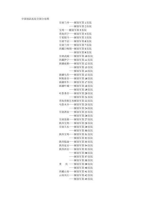 中国部队医院全国分布1