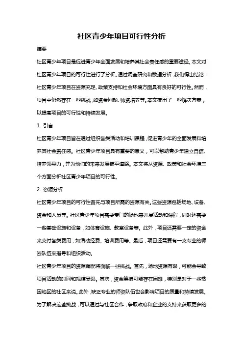 社区青少年项目可行性分析