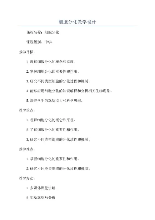 细胞分化教学设计