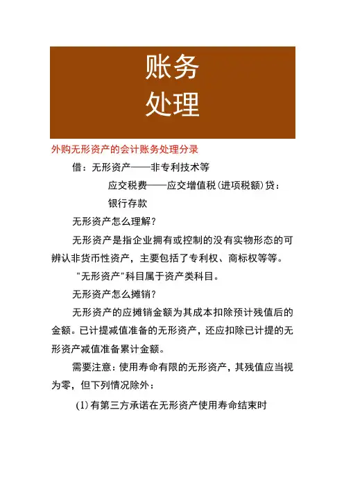 外购无形资产的会计账务处理分录
